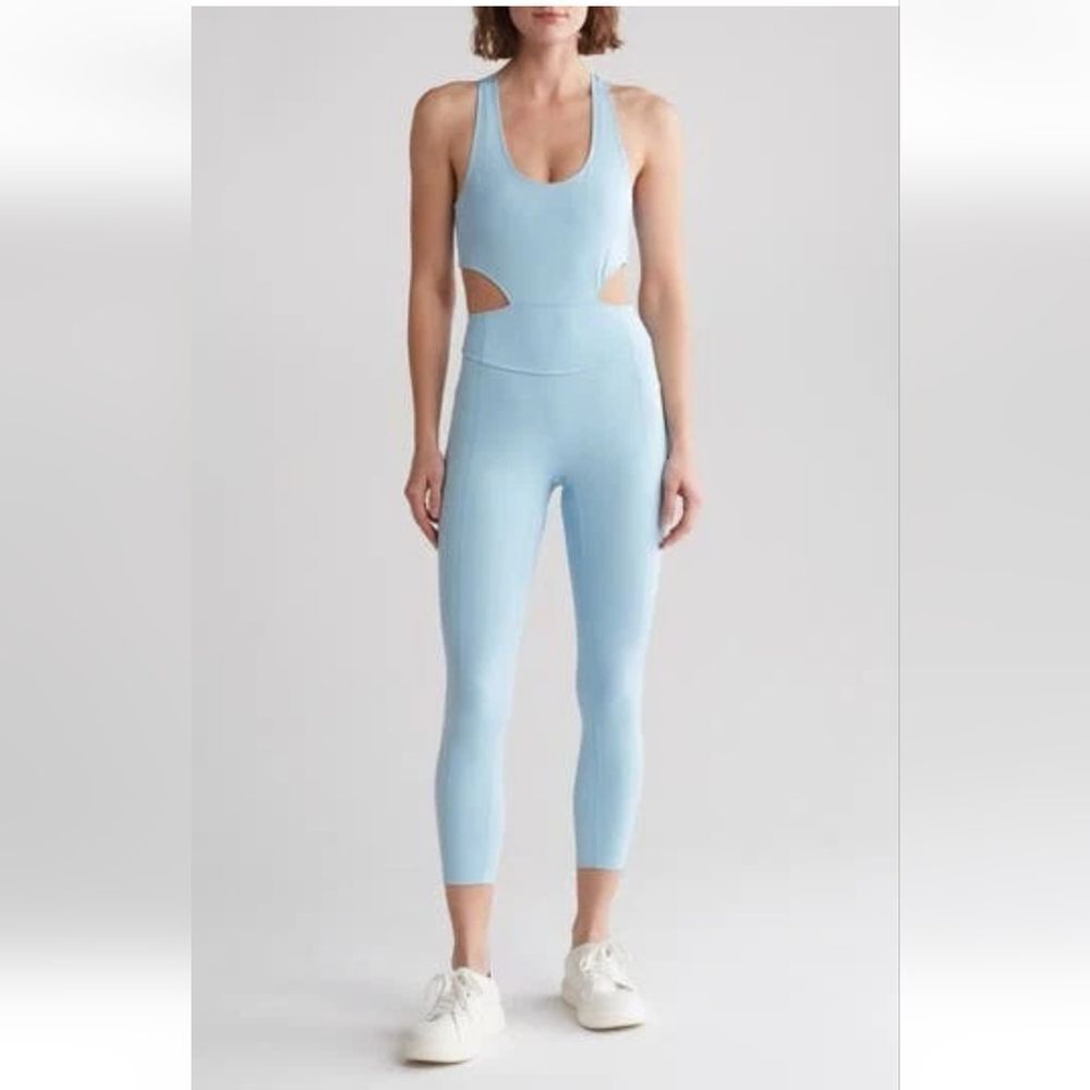 Free People Movement Back It Up Jumpsuit Onsie Light Blue Size SP